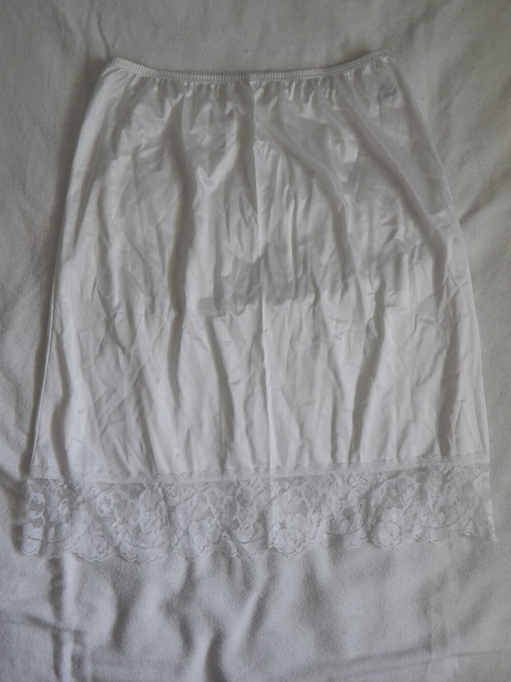Vintage Vassarette White Half Slip with Lace Hem - Size Large